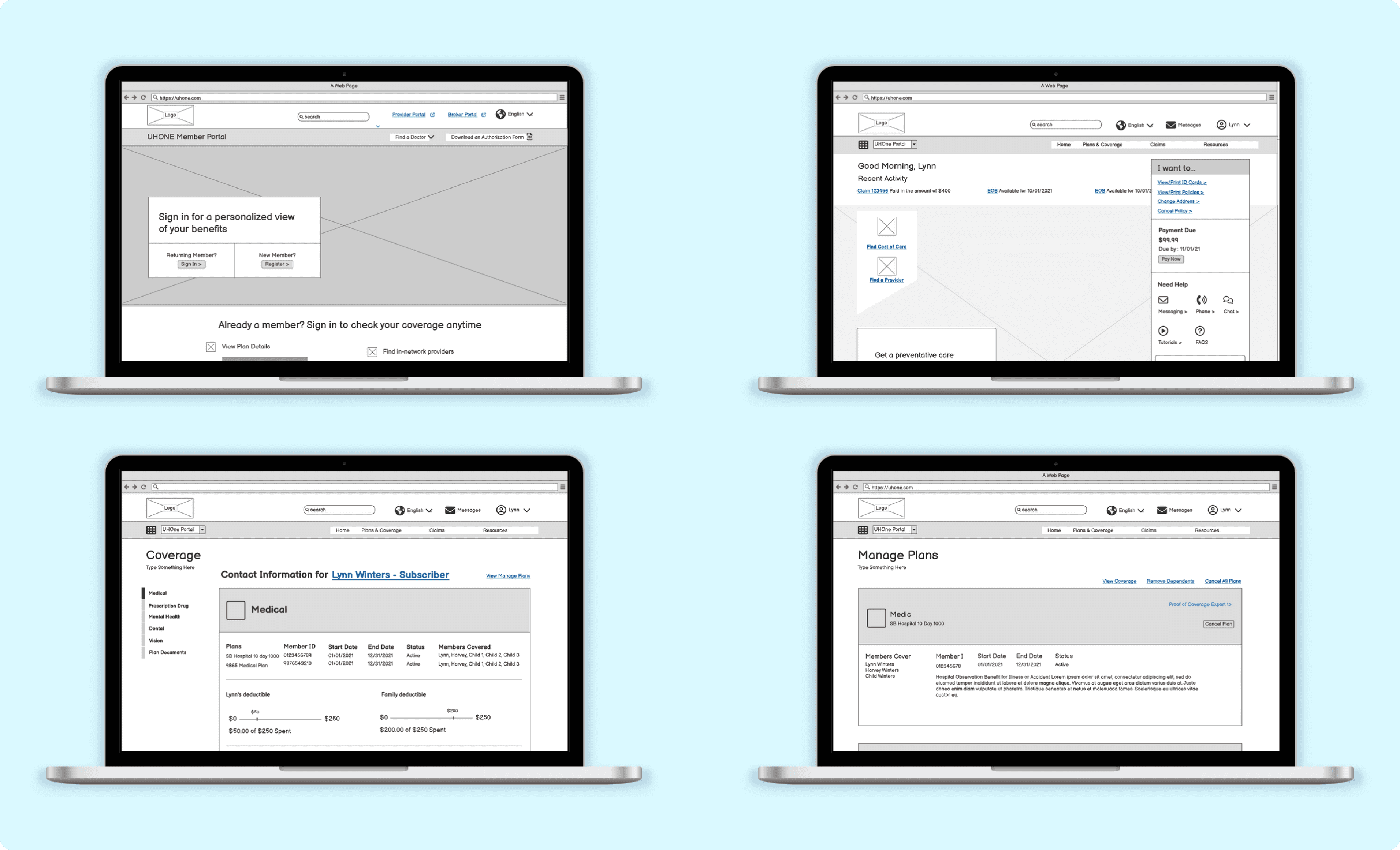 uhc member hub image section your image here lo fi wireframes 109