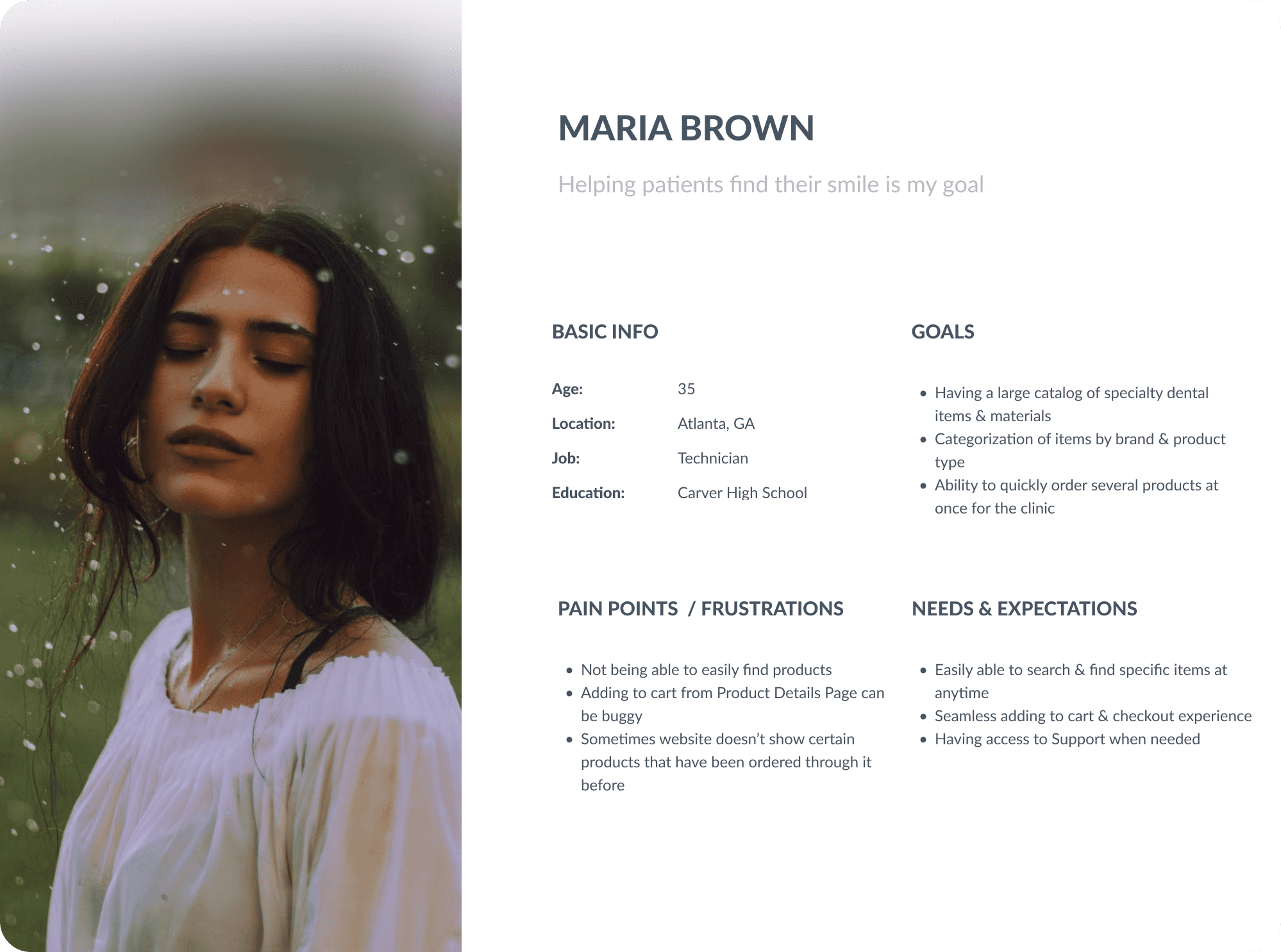 xp redesign image section maria brown user persona 136